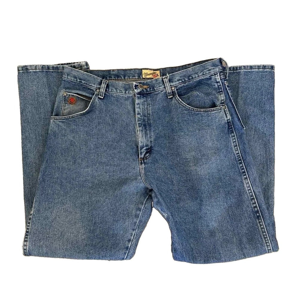 Wrangler 20X Mens Blue Bootcut Regular Fit Denim Jeans 38x32 MWXVM